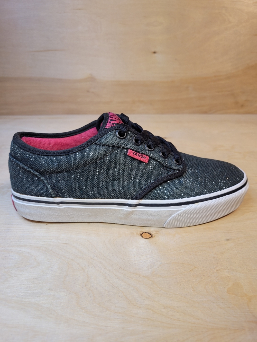 Vans Atwood Tinsel Canvas Glitter Black Skate Sneakers